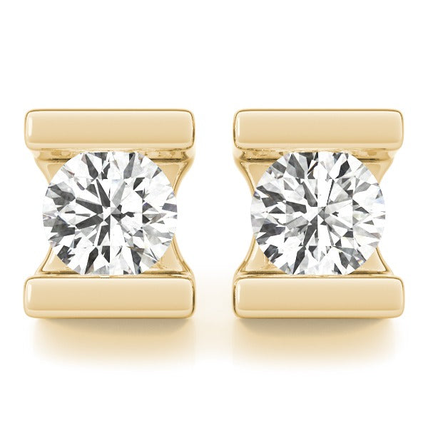 Lab-Grown Diamond Stud Earrings For Women, Round Brilliant Cut Tension Set , D Color VVS Top Quality