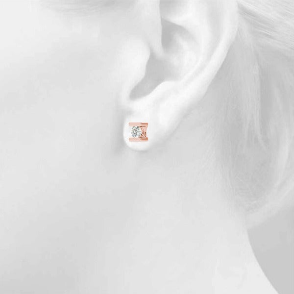 Lab-Grown Diamond Stud Earrings For Women, Round Brilliant Cut Tension Set , D Color VVS Top Quality