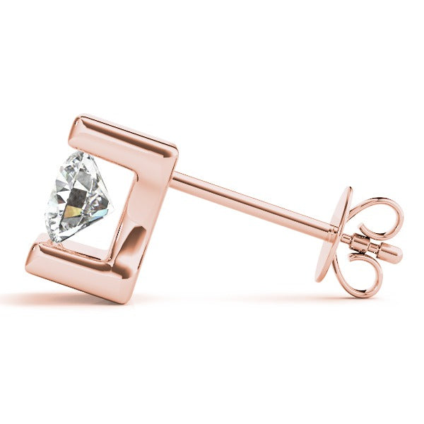 Lab-Grown Diamond Stud Earrings For Women, Round Brilliant Cut Tension Set , D Color VVS Top Quality