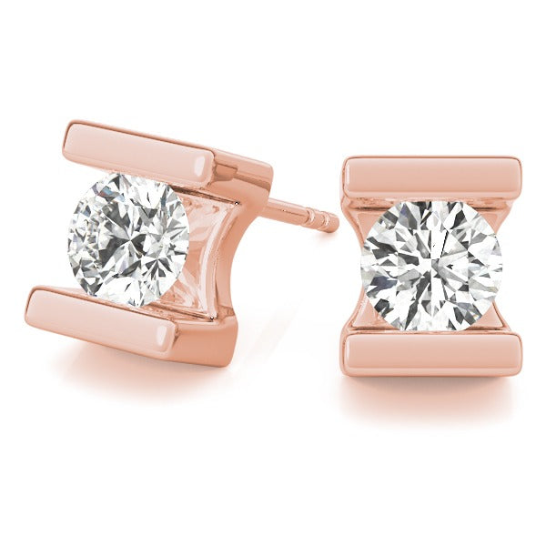 Lab-Grown Diamond Stud Earrings For Women, Round Brilliant Cut Tension Set , D Color VVS Top Quality