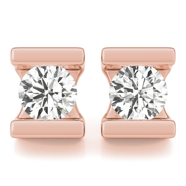 Lab-Grown Diamond Stud Earrings For Women, Round Brilliant Cut Tension Set , D Color VVS Top Quality