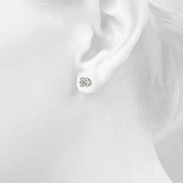 Lab-Grown Diamond Stud Earrings For Women, Round Brilliant Cut Martini Prong Setting