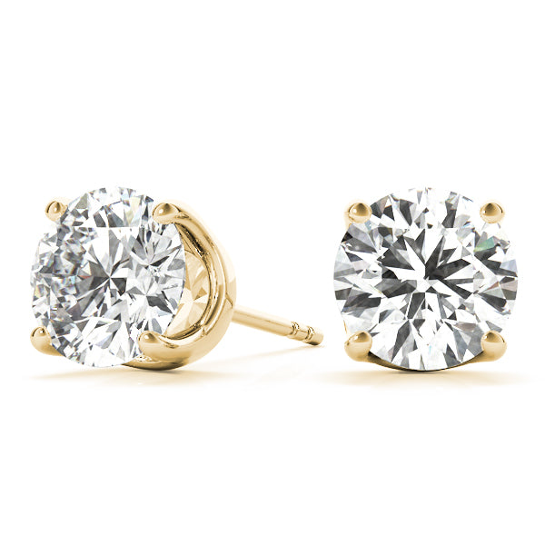 Lab-Grown Diamond Stud Earrings For Women, Round Brilliant Cut Martini Prong Setting