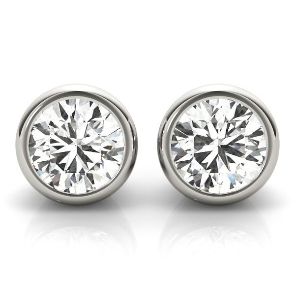 Lab-Grown Diamond Stud Earrings For Women, Round Brilliant Cut Full Bezel Set , D Color VVS Clarity