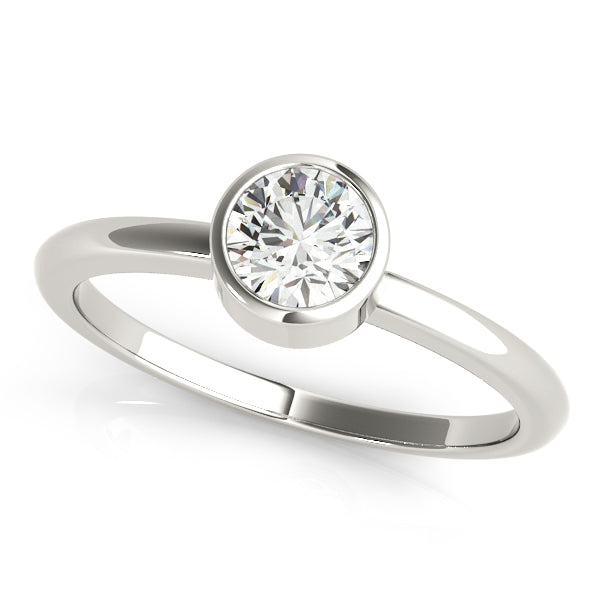 IGI Lab-Grown D-VVS Round Cut Diamond Bezel Setting Engagement Ring.