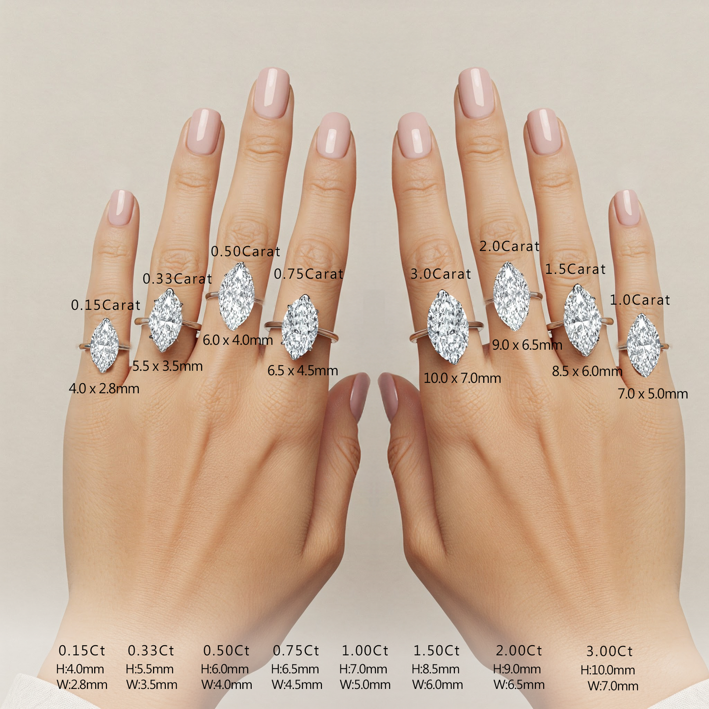 IGI Lab-Grown Marquise Cut Diamond Four-Prong Solitaire Engagement Ring.