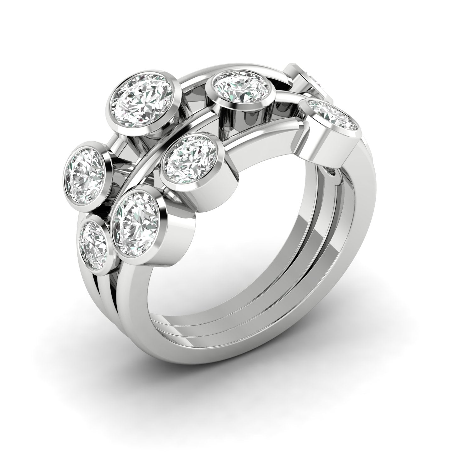 Lab-Grown Diamond Bubble Ring 2.00 Carat Gold & Platinu Handmade