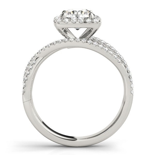 Lab Grown Round Diamond Halo Engagement Ring 18KYellow Gold