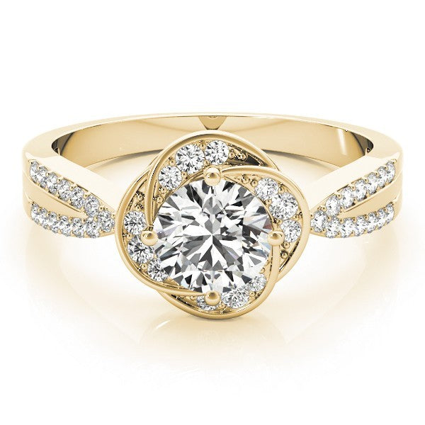 Lab Grown Round Diamond Halo Engagement Ring 18K White Gold