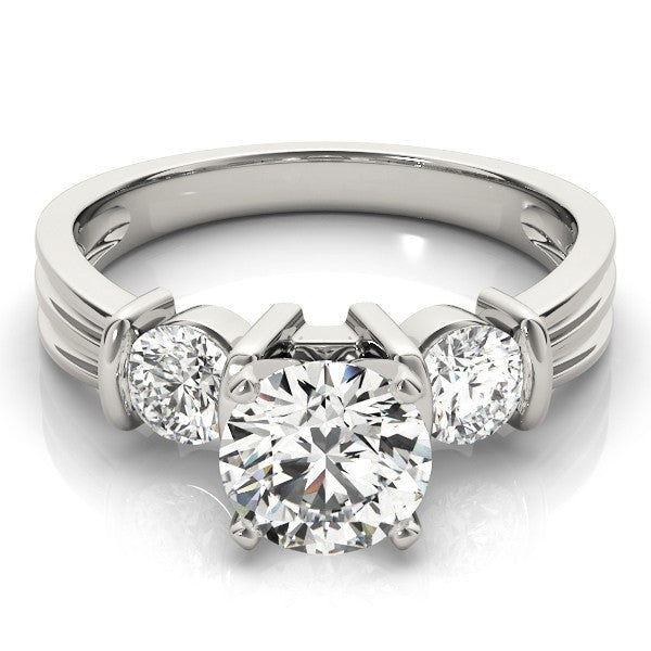 Lab Grown Round Diamond 3 Stone Engagement Ring In DE/VS 2CT Platinum