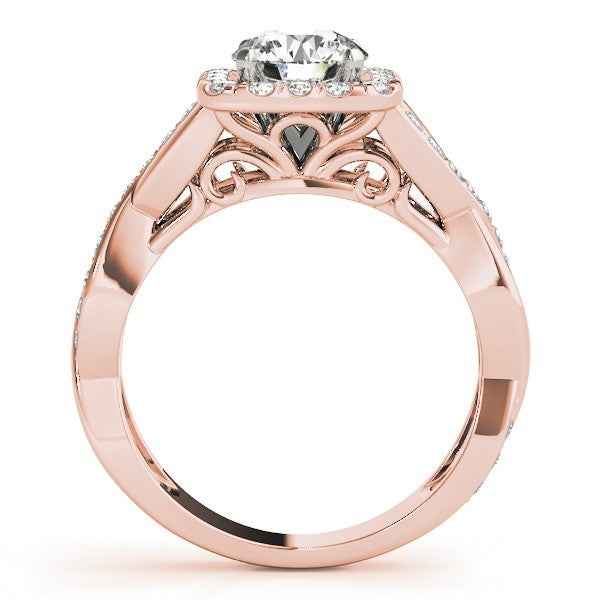 Lab Grown Round Diamond Halo Engagement Ring 18K White Gold