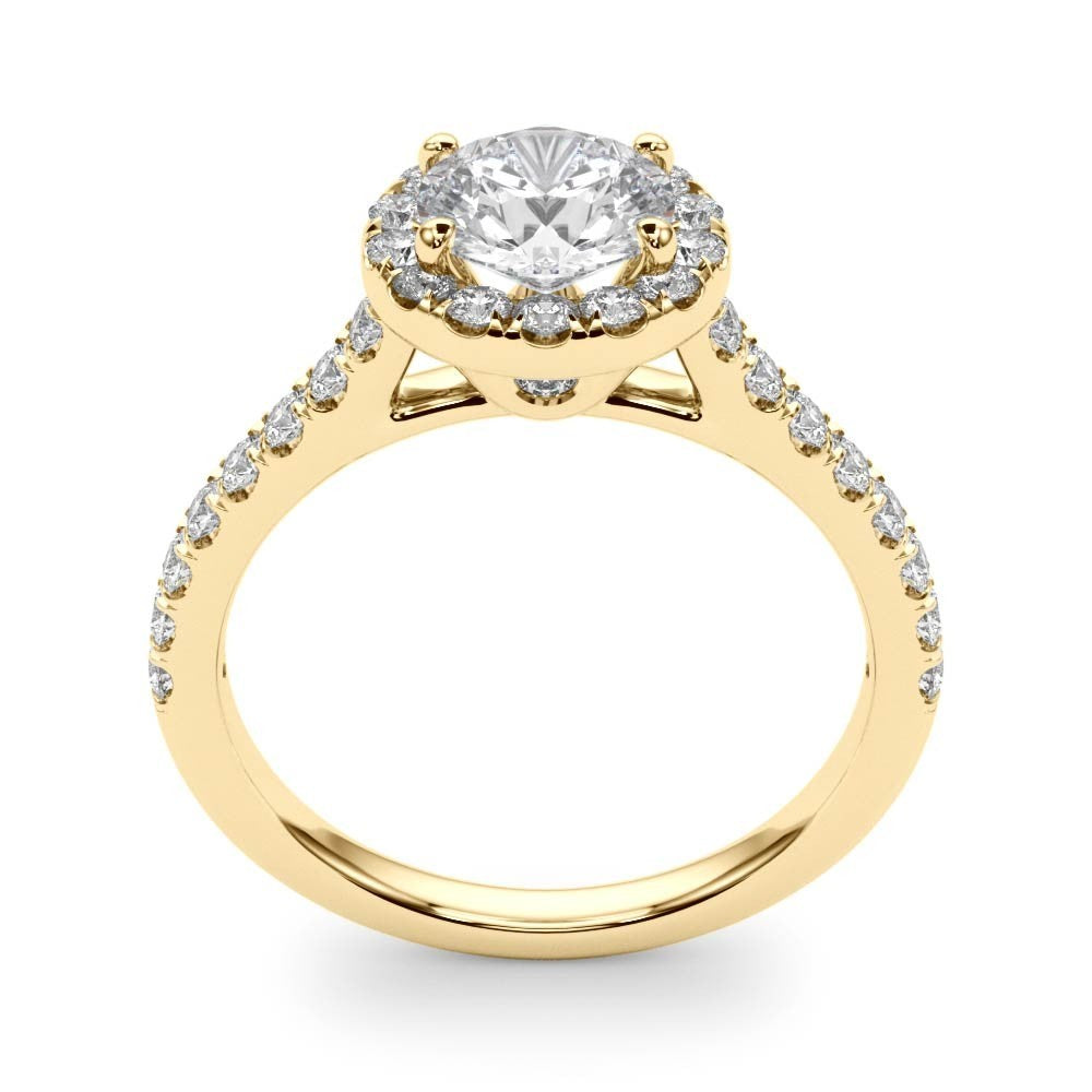 Lab Grown Round Diamond Halo Engagement Ring 18K Rose Gold