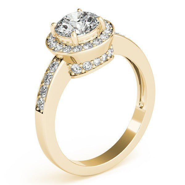 Lab Grown Round Diamond Halo Engagement Ring 18K White Gold