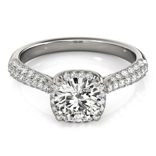 Lab Grown Round Diamond Halo Engagement Ring 18K Yellow Gold