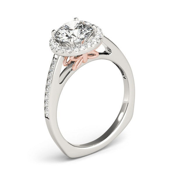 2.00 Ct DE/VS Lab Grown Round Diamond Halo Engagement Ring 18K White Gold