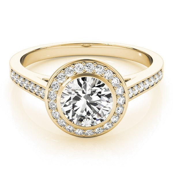 2.00 Carat DE/VS Lab Grown Round Cut Diamond Halo Engagement Ring 18K White Gold