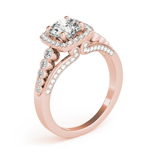 2.00 Ct DE/VS Lab Grown Round Diamond Halo Engagement Ring 18K White Gold