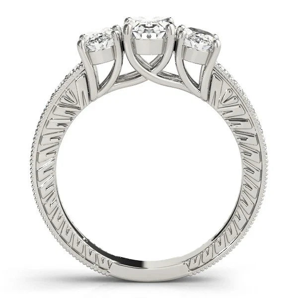 18K Gold Oval Cut Trilogy Engagement Ring Ð 2Ct DE/VS Lab Grown Diamond