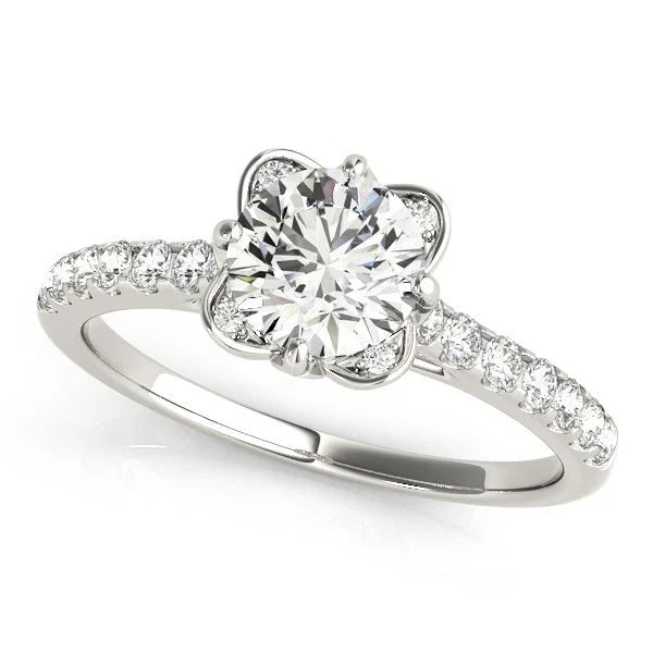 2.00Ct DE/VS Lab Grown Round Diamond Halo Engagement Ring 18K Yellow Gold