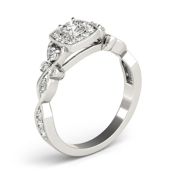 2.00Ct DE/VS Lab Grown Round Diamond Halo Engagement Ring 18K White Gold