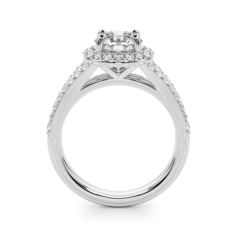 Lab-Grown Diamond Halo Engagement Ring with Split Shank 18K White Gold