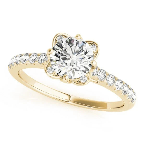 2.00Ct DE/VS Lab Grown Round Diamond Halo Engagement Ring 18K Yellow Gold