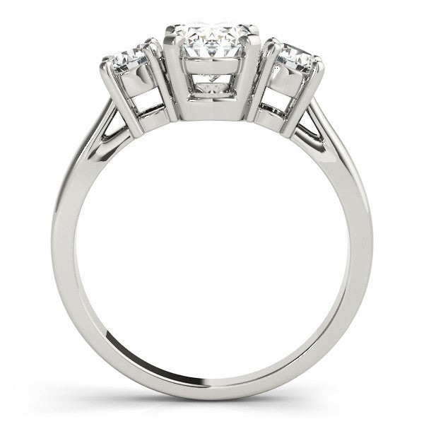 Lab Grown Oval Cut 2 CT DE/VS Diamond Trilogy Engagement Ring Platinum