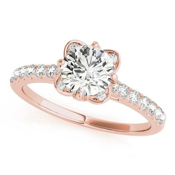 2.00Ct DE/VS Lab Grown Round Diamond Halo Engagement Ring 18K Yellow Gold