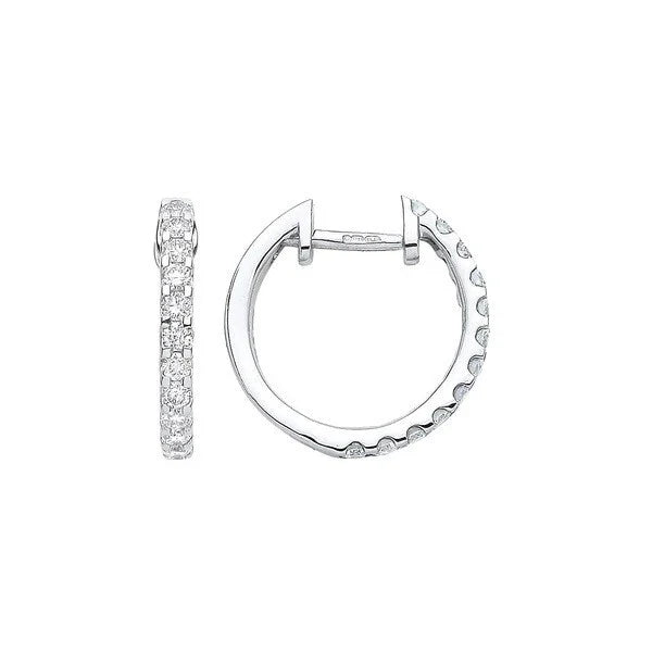 0.10ct Natural Round Brilliant Cut Huggies Earrings White Gold Gift For Her