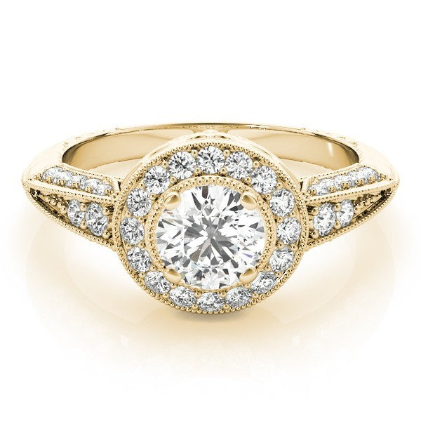 Lab Grown Round Diamond Halo Engagement Ring 18K White Gold