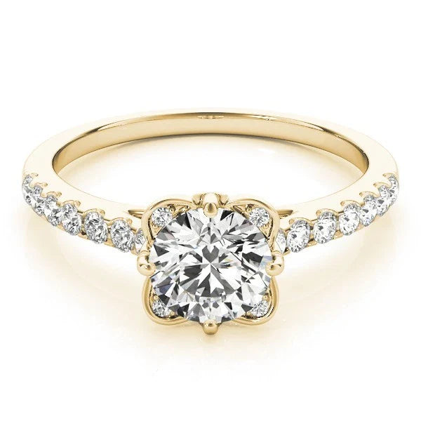 2.00Ct DE/VS Lab Grown Round Diamond Halo Engagement Ring 18K Yellow Gold