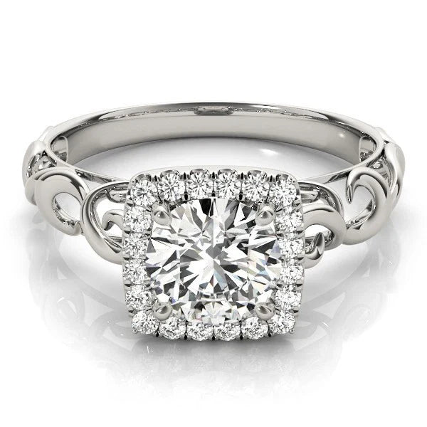 Lab Grown Round Cut Diamond 2.00Ct DE/VS Halo Engagement Ring Platinum