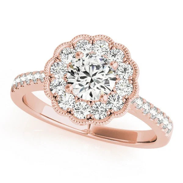 Lab Grown Round Diamond Halo Engagement Ring In Platinum