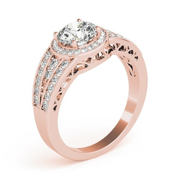 Lab Grown Round Diamond Halo Engagement Ring 18K White Gold