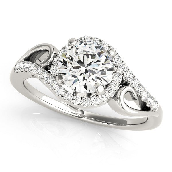 Lab Grown Round Diamond Halo Engagement Ring 18K Yellow Gold
