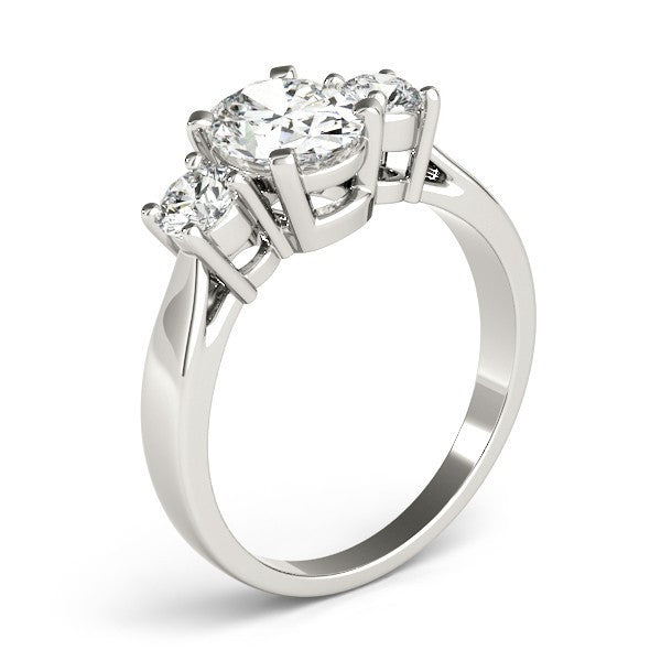Lab Grown Oval Cut 2 CT DE/VS Diamond Trilogy Engagement Ring Platinum
