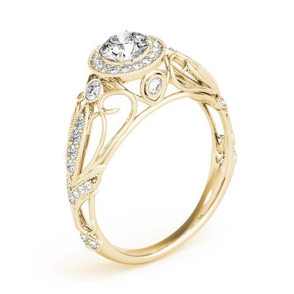 Lab Grown Round Diamond Halo Engagement Ring 18K Rose Gold