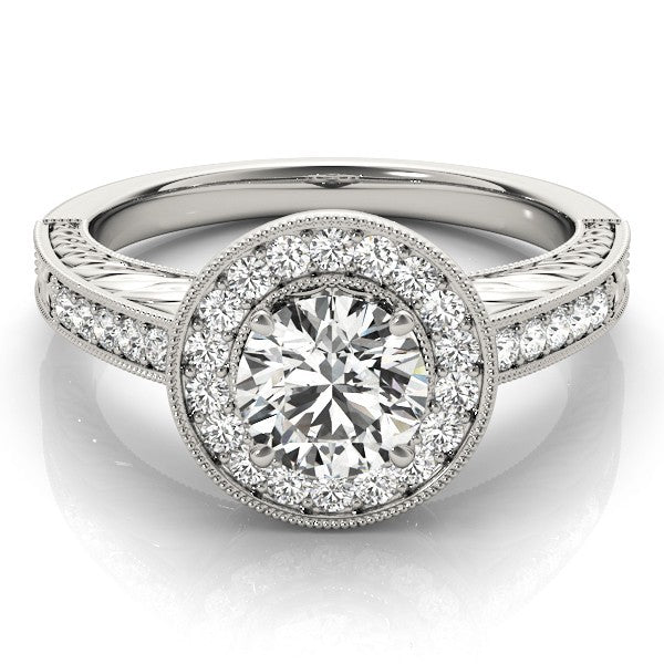 2.00 Carat DE/VS Lab Grown Round Cut Diamond Halo Engagement Ring 18K White Gold