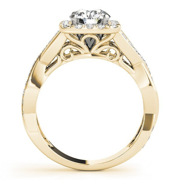Lab Grown Round Diamond Halo Engagement Ring 18K White Gold