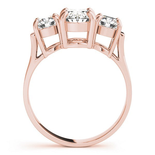 18k yellow gold Oval cut Trilogy Engagement Ring Ð 2Ct DE/VS Lab Grown Diamonds