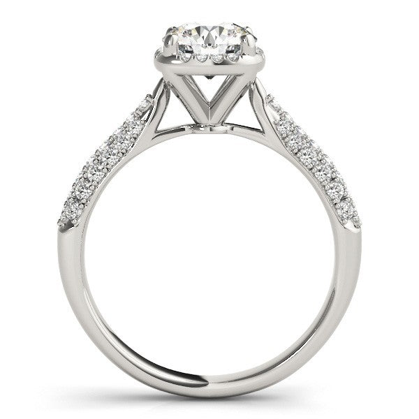 Lab Grown Round Diamond Halo Engagement Ring 18K Yellow Gold