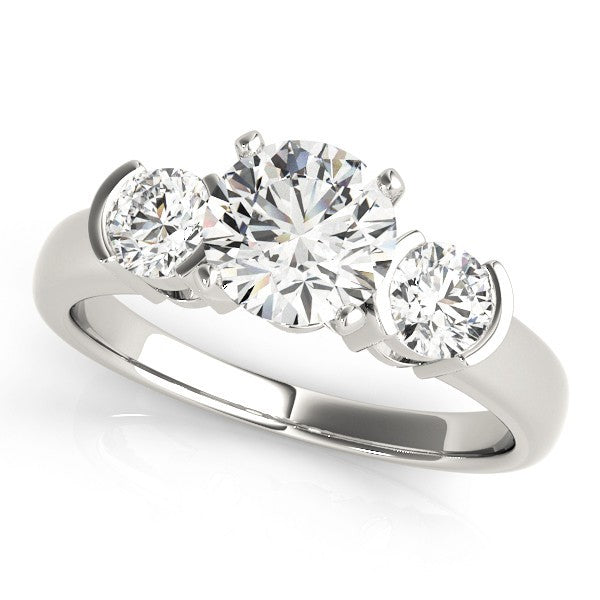 Platinum 3 Stone Engagement Ring DE/VS 2.00Ct Lab Grown Round Diamond Prong Set
