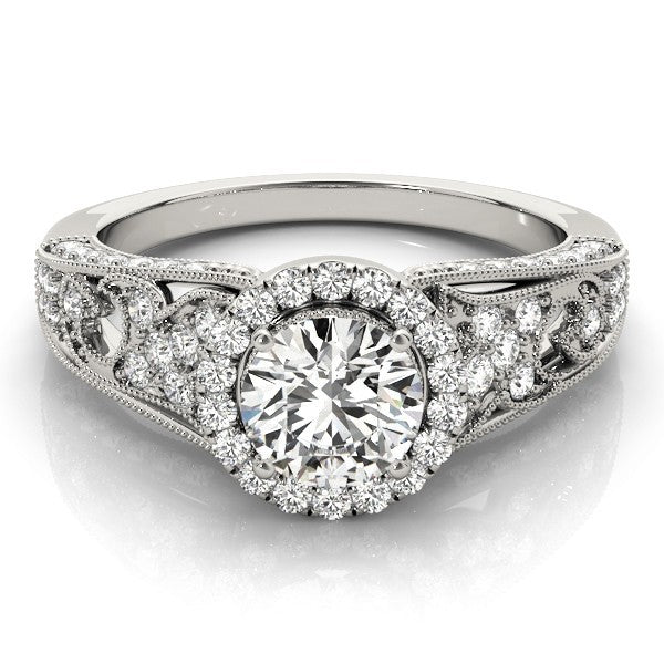 2.00Ct Lab Grown Round Diamond Halo Engagement Ring 18K Yellow Gold