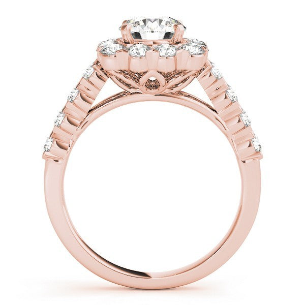 Lab Grown Round Diamond Halo Engagement Ring 18K Rose Gold