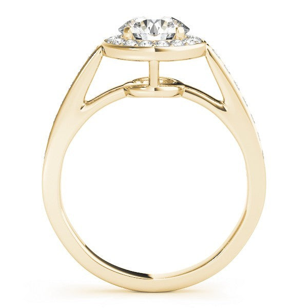Lab Grown Round Diamond Halo Engagement Ring 18K Yellow Gold