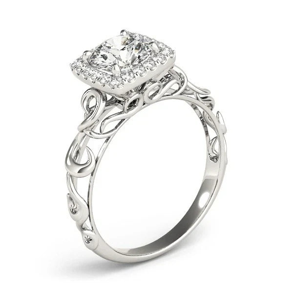 Lab Grown Round Cut Diamond 2.00Ct DE/VS Halo Engagement Ring Platinum