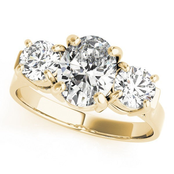 18k yellow gold Oval cut Trilogy Engagement Ring Ð 2Ct DE/VS Lab Grown Diamonds