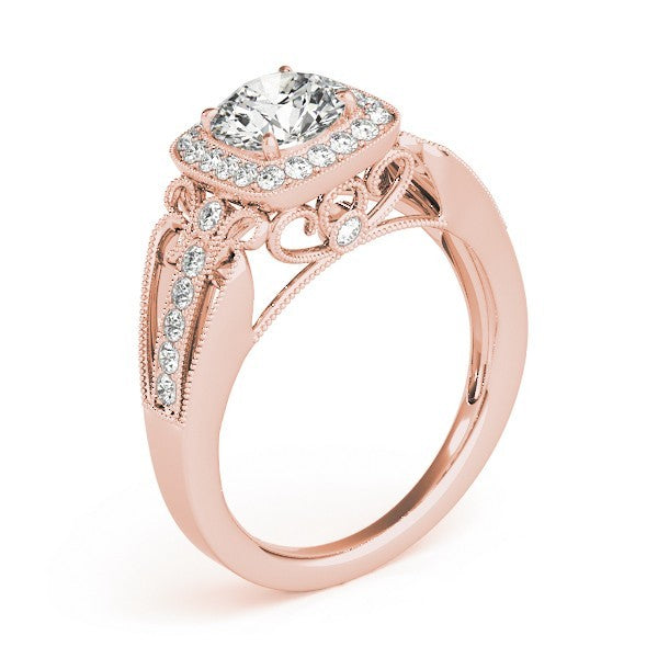 2.00 Ct DE/VS Lab Grown Round Diamond Halo Engagement Ring 18K Rose Gold