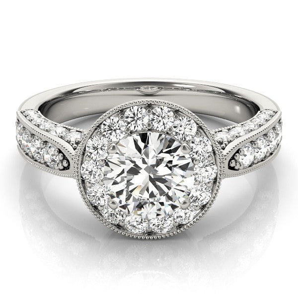 2.00Ct DE/VS Lab Grown Round Diamond Halo Engagement Ring 18K White Gold