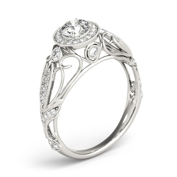 Lab Grown Round Diamond Halo Engagement Ring 18K Rose Gold